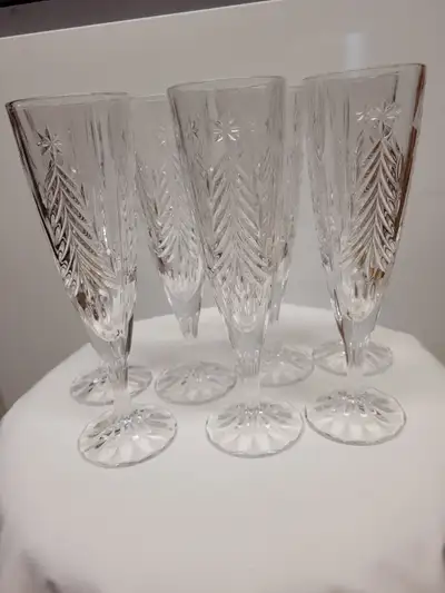 VTG Mikasa “Christmas Tree” Crystal Fluted Champagne Glasses, View more
