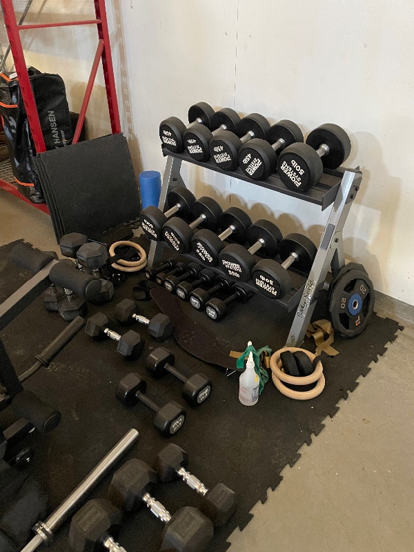Dumbbell set with dumbbell rack. Exercise Equipment Calgary Kijiji