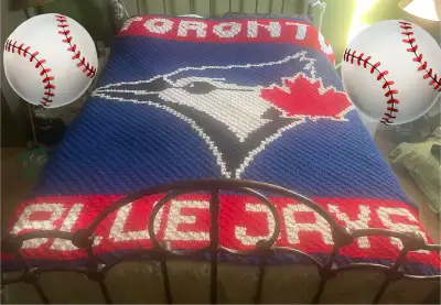 crochet Blue Jays blanket , View more