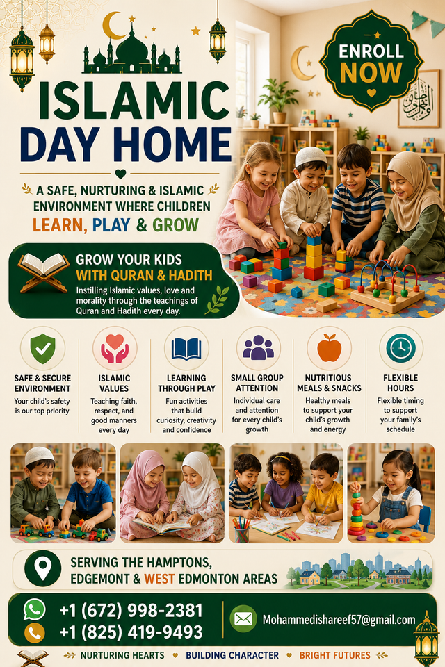Islamic Day Home Edgemont Hampton NW Edmonton in Classes & Lessons in St. Albert - Image 2