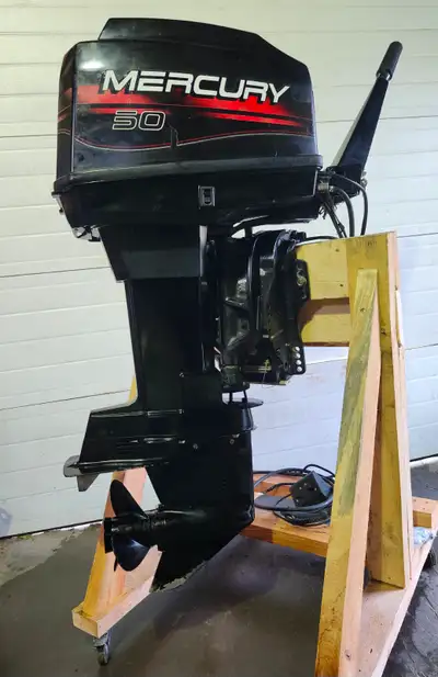 Awsome running 50hp merc power trim works great never let me down never missed a beat will deliver t...