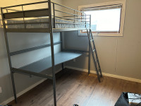 IKEA Loft bed with desk and mattress