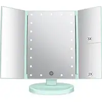 DEWEISN Tri-Fold LED Lighted Vanity Mirror with Magnification