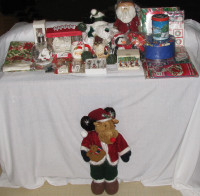 Misc Christmas Plush Moose Santa Electric Candle Linens Box Full