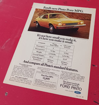 ANNONCE 1976 FORD PINTO COMPACT CAR VINTAGE AD