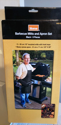 3 piece bbq apron and gloves