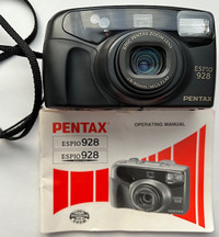 PENTAX ESPIO 928 COMPACT FILM CAMERA WITH OPTEX PLUS BAG - $75