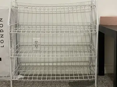 Reduced: white metal shoe rack, View more