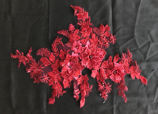 14”x11” Red 3D Floral Embroidered Appliqué Patch Sequins Beads in Hobbies & Crafts in City of Toronto