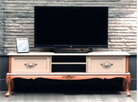 White TV Stand with Drawers, Storage Space, Console Table