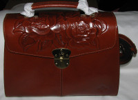 Patricia Nash Brown Leather Satchel Handbag Purse Brand New