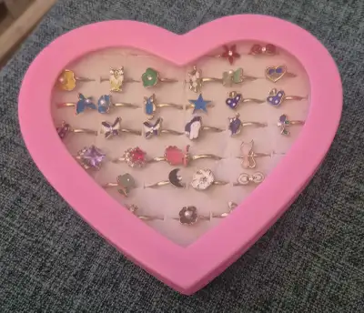 30 pcs Adjustable Rings Set Little Girls Cute Colorful Rings Dress up Jewelry Kids Gifts Princess Je...