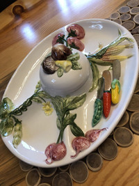 Hand Painted Ceramic Veggie/Dip Platter