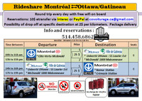 Covoiturage : Montréal-Ottawa-Toronto - Québec + wifi