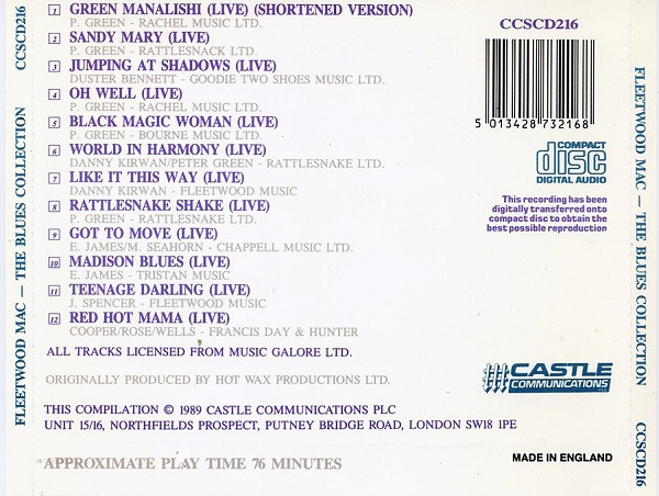 FLEETWOOD MAC CD - Blues Collection - W/ PETER GREEN RARE TRACKS in CDs, DVDs & Blu-ray in Kitchener / Waterloo - Image 2