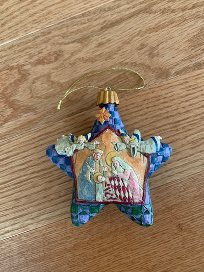 Jim Shore Heartwood Creek " Nativity Star" stone resin hanging ornament . Beautifully detailed to co...
