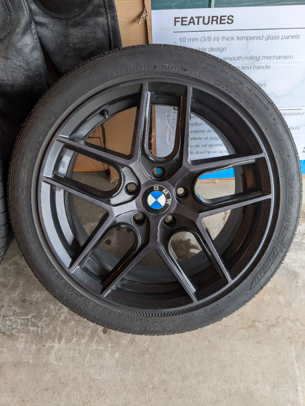18" staggered BMW rims on Falken tires w/ spacers and long lugs in Tires & Rims in Kitchener / Waterloo - Image 2