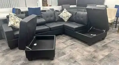 Newly designed large leather sofa with ottoman , View more