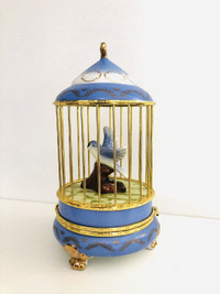 Vintage Imperial Porcelain 8” tall gilded birdcage trinket box