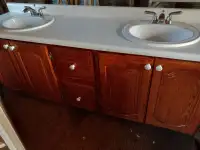 Double sink, bathroom vanity for sale.