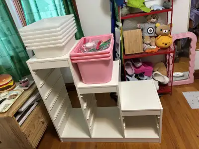 moving, need to sell used but great condition - no scratches or concerns. all original plastic bins....