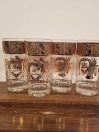 4 gold rimmed 50th anniversary tumblers