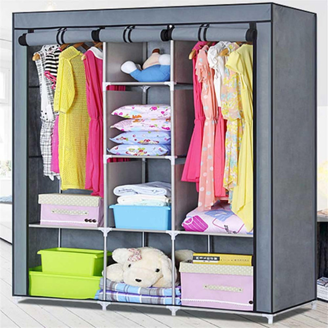 Non-woven Fabric Wardrobe Portable Closet Clothes Storage GREY in Dressers & Wardrobes in City of Toronto