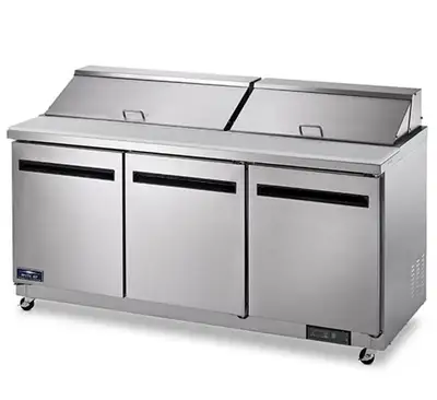 You are viewing a brand new Open Box 2 Door Solid SS Sandwich Salad Prep Table Cooler. This pricing...