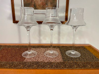3 GLASS HURRICANES CANDLE HOLDERS