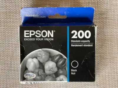2 EPSON 200 Black Ink Cartridges. Brand New. 11/2026 Expiry., View more