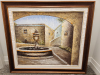 Vintage "Fountain" oil painting