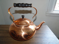 Vintage Copper Tea Kettle with Wood Handle and Knob,