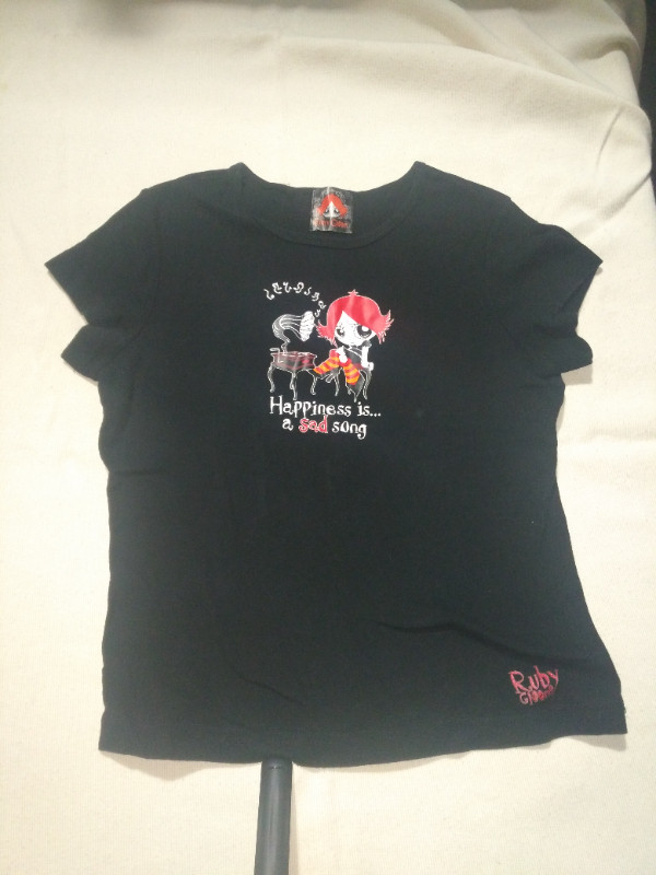shirt: Ruby Gloom Classic 'happiness is a sad song' large junior in Women's - Tops & Outerwear in Cambridge