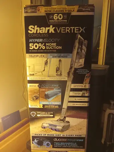 (new) shark ( 1Z462H ) Vertex Ultra Lightweight Cordless Stick Vacuun With DuoClean PowerFins Crevic...