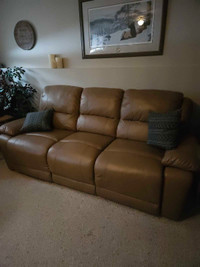 Leather couch and loveseat