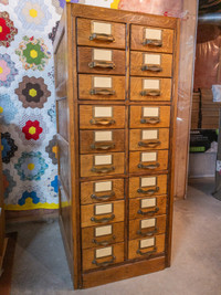 Antique Oak Library Index Card Cabinet