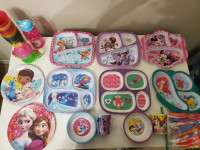 Girls themed plates, bowls, etc. Everything in picture included.