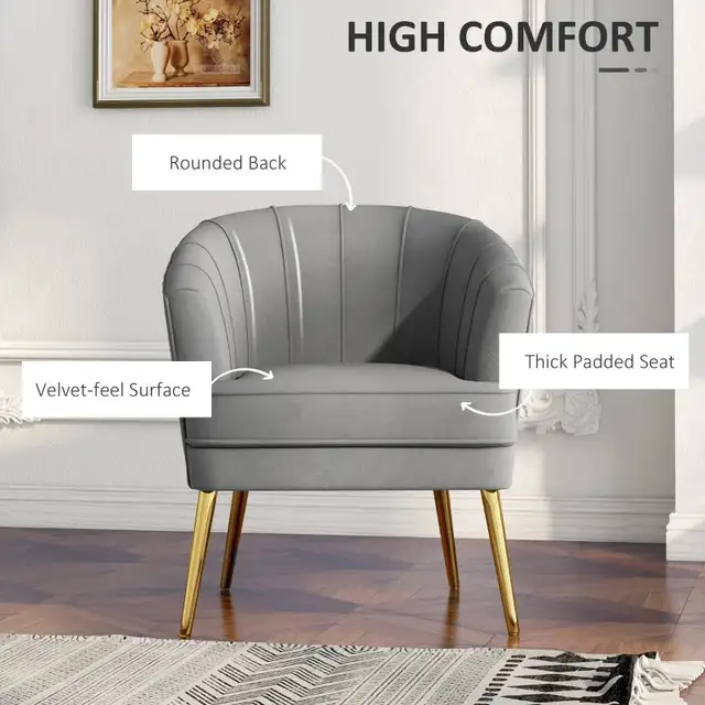 Fabric Armchair, Modern Accent Chair with Gold Metal Legs for Li in Chairs & Recliners in Markham / York Region - Image 2