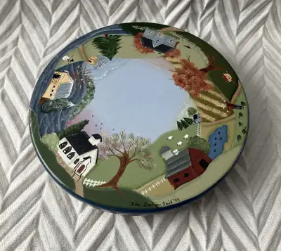 Beautiful Vintage Hand Painted Wood Turntable / Lazy Susan, View more