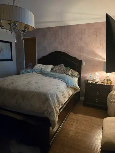 Queen bed frame and box spring, View more
