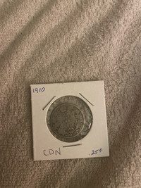 1910 Canadian quarter coin
