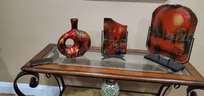 Decorative Glass Vase and Platter Set, View more
