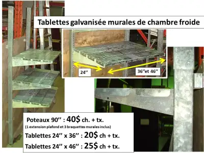 Tablettes galvanisées murales de chambre froides usagées ., View more