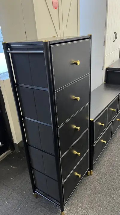 Drawer Dresser cabinet, Tall Dresser w/ PU Leather Front Drawers, View more