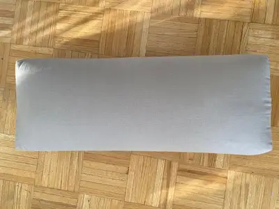 Halfmoon rectangular yoga bolster. Dimensions: 70cm x 25cm W x 13 cm H Longer length supports the en...