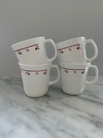 Burgundy Rose Corelle/Corning Mugs x4, View more