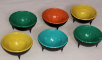 Fine Set of 6 Mid Century Atomic Colourful Breakfast Egg Cups!