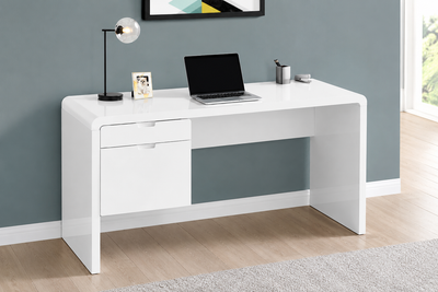 Modern White Computer Desk with 2 Drawers – 60" Home Office Writ, View more