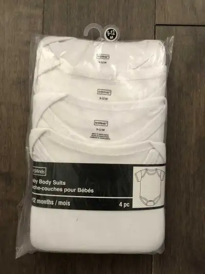 4 Baby Body Suits Jumper White 9-12 month, View more
