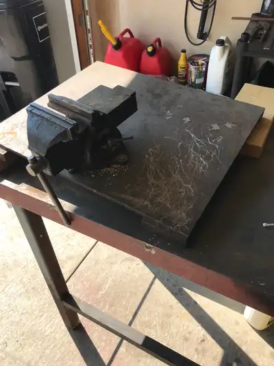 I'm selling a robust 4-inch vice mounted on a sturdy steel plate, perfect for any workshop. This use...